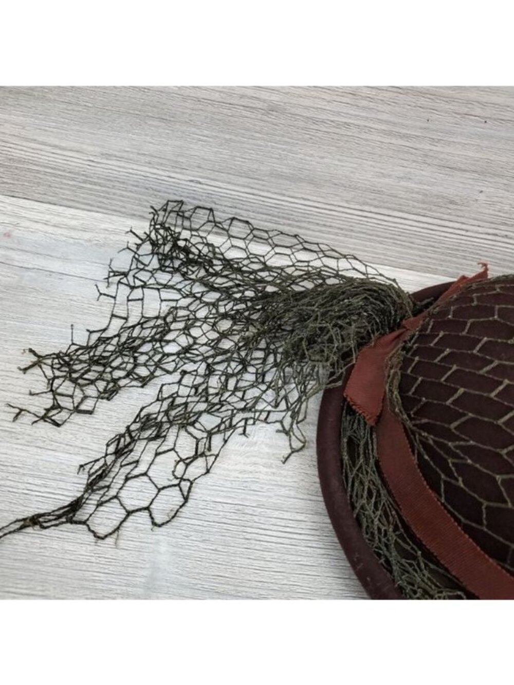 Vintage Belvedere brown wool netted hat rolled brim union label - Picture 3 of 12